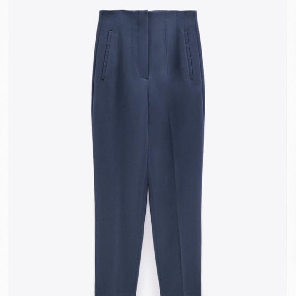Zara high waisted pants- blue/grey size large